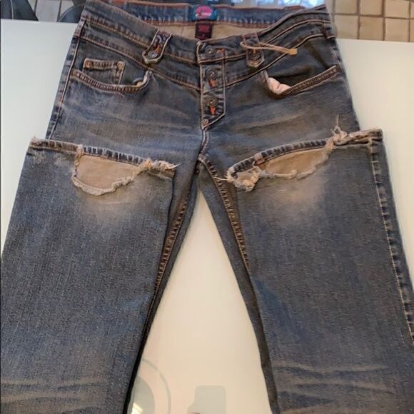 Fiorucci jeans 9 blue distressed bottom fly - Picture 13 of 14